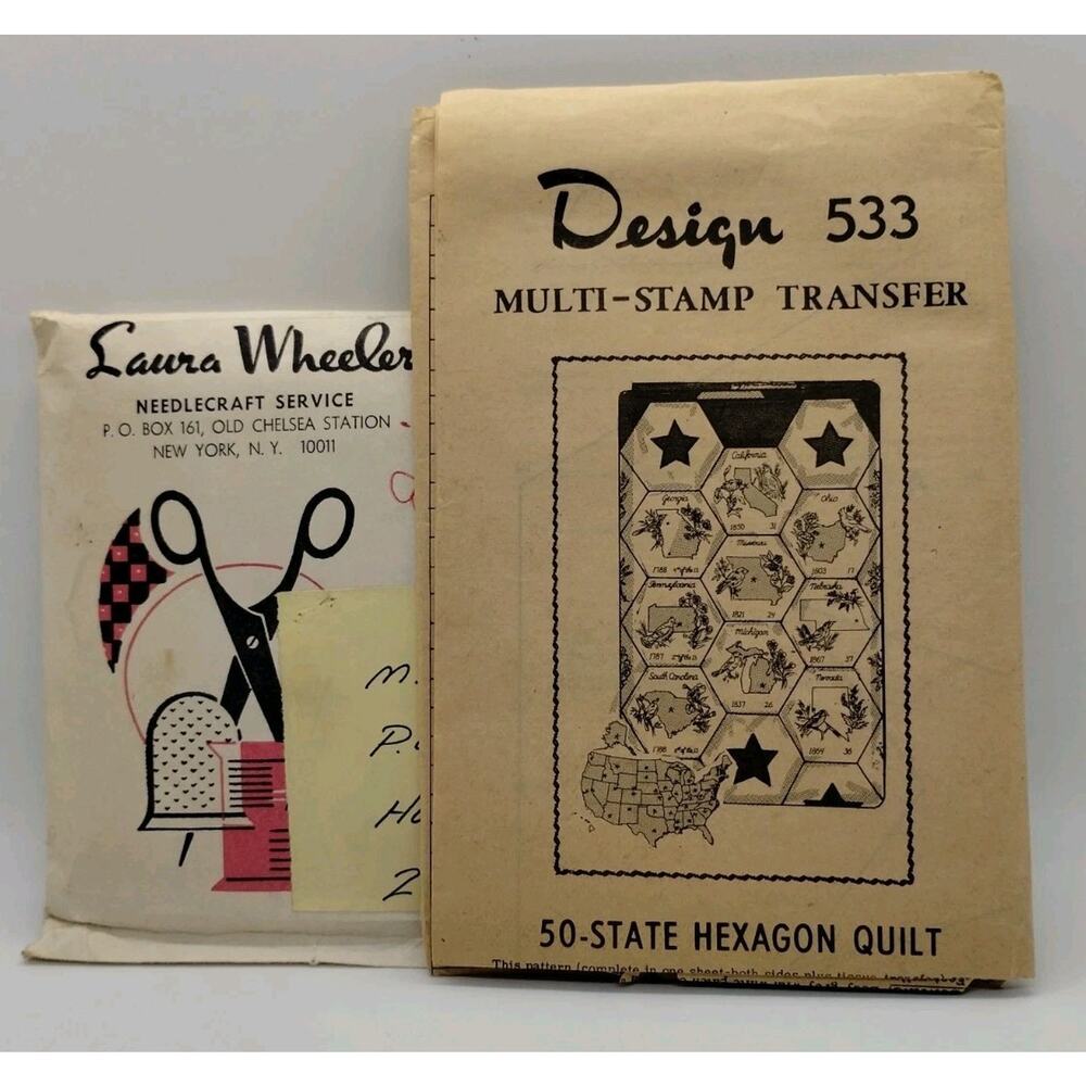 Laura Wheeler Design 533 United States - 50 States Multi-Stamp Transfer PATTERN